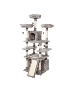 Kinpaw Cat Tree Large Kitten Tower with Scratching Posts Multi-Level Play House Condo Perches, Grey