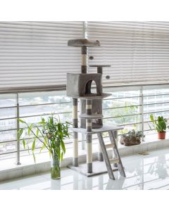 Kinpaw Cat Tree 66” Multi Level Cat Tower Activity Trees Kitten Condo Scratching Posts Kitty Play House Grey