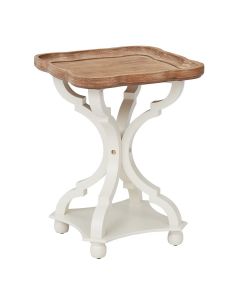 Kinsuite White Rustic Farmhouse Accent End Table - Natural Tray Top Side Table for Family, Dinning or Living Room, Modern Handcrafted Finish Nightstand