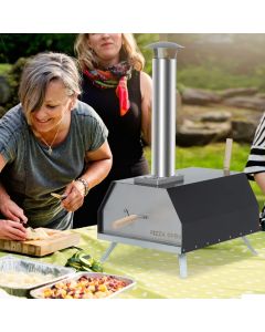 Kinsunny Portable Outdoor Pizza Oven - Wood Fired Pizza Ovens for Outside, Stainless Steel Pizza Maker with 13” Pizza Stone, Pizza Peel, Fold-up Legs and Carry Bag