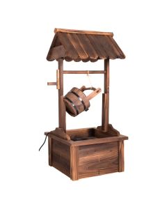Kinsunny Wishing Well Fountain Outdoor Garden - Rustic Outdoor Wooden Wishing Well with Pump Patio Yard Lawn Home Decor