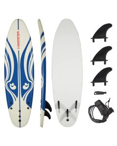 Kintbor 6” Surfboard Foam Short Board - Stand Up Paddle Boards with Removable Fins Safety Leash for Adults, Soft Top Surfboard Foam for Kids Adult Beginners-White