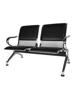Kinfant 2-Seat Waiting Room Reception Chair with Arms PU Leather for Airport Office Bank Hospital Seat Bench