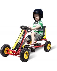 Kinbor Baby Kids Adjustable Pedal Go Kart Gokart - Powered Ride On Toys w/ Adjustable Seat, Steering Wheel, Rubber Tires and Brake for Boys &amp; Girls Toddler-Yellow