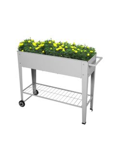 Kinsunny Metal Elevated Planter Gardening Planting Stand Raised Bed for Vegetables Fruits Herb Grow with Wheel