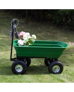 Kinsunny Garden Dump Cart Wagon Carrier Wheelbarrow Yard Tools Dumper Rugged Wide-Track Tires Utility Lawn Wagon
