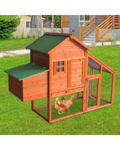 Kinpaw Chicken Coop Hen House - Outdoor & Indoor Wooden Chicken Coops with Nesting Box, Pull Out Tray & Ramp Poultry Cage Rabbit Hutch for Backyard Garden