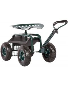 Kinsunny Rolling Garden Scooter Garden Cart Seat with Wheels and Tool Tray, 360 Swivel Seat