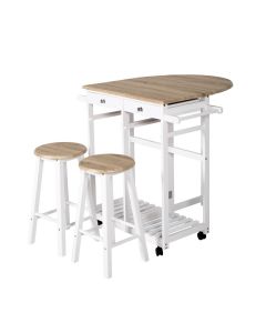 Kinsuite Drop Leaf Breakfast Table, Space Saving Dining Table Island Table for Kitchen with Chairs Breakfast Cart & Stools 