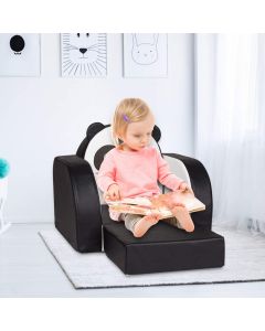 Kinsuite Kids Armchair Toddler Couch - Flip Open Foam Sofa Fold Out Chair Toddler Lounge Bed 3 in 1 for Bedroom Living Room Nursery, Panda 