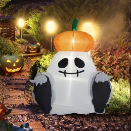 Blow Up Yard Ghost Inflatable Decoration Clearance with LED Lights for Night Event Chnaivy 4 FT Halloween Inflatables Outdoor Cute Ghost Holding Pumpkin Haunted House Halloween Decorations 